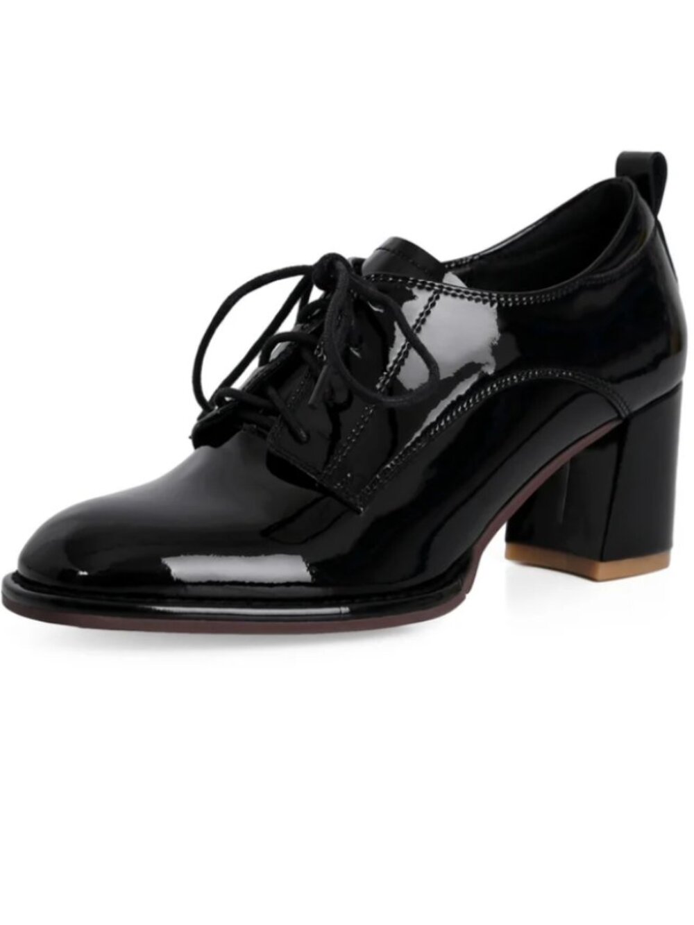 NWT TinaCus Black Patent Leather Handmade Lace Up Oxford Shoes Size 7.5
